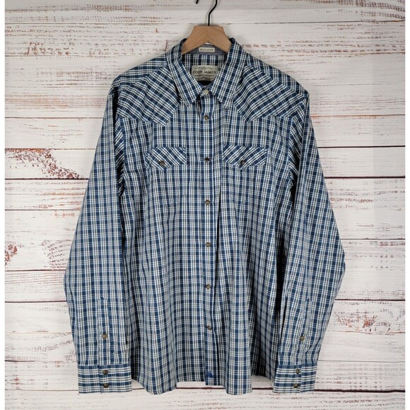 Cody James Mens XL Long Sleeve Western Pearl Snap Plaid Regular Fit Shirt - Picture 1 of 9